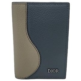 Dior Saddle Fold Card Holder Brown Deep Gray Calfskin