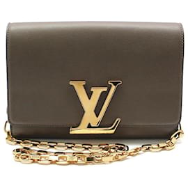 Louis Vuitton Borsa a tracolla Louise GM in pelle taupe con catena dorata