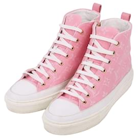 Louis Vuitton Sneakers high-top in denim rosa da donna