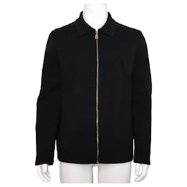Louis Vuitton Giacca bomber in lana tecnica goffrata nera da uomo