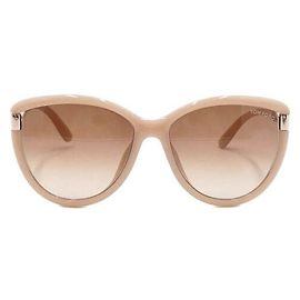 Tom Ford Occhiali da sole specchiati da donna con montatura in corno beige placcata oro