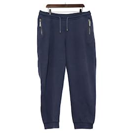 Louis Vuitton Pantaloni Jogger in Jersey di Cotone da Uomo con Dettagli Ricamati Navy