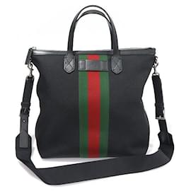 Schwarzer Techno-Canvas WEB-Streifen Tote - Gucci
