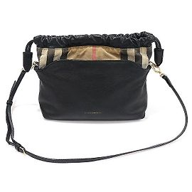 Burberry Mini borsa clutch e crossbody Little Crush in pelle nera con motivo House Check