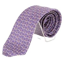 Cravatta in seta viola con motivo giraffa - Bulgari