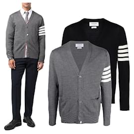 Diagonal gestrickter Cardigan aus Merinowolle - Thom Browne