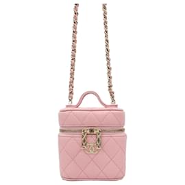 Mini borsa vanity con manico superiore in caviar rosa - Chanel