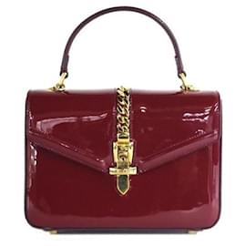 Gucci Borsa Silvie Mini Top Handle in vernice