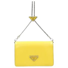 Prada Borsa a tracolla in pelle spazzolata gialla