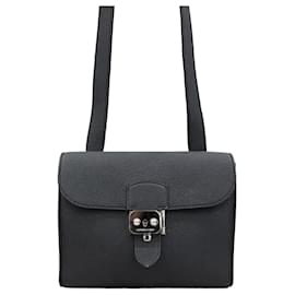Hermès SAC DEPECHE Crossbody Bag Togo stamp Black Silver Hardware