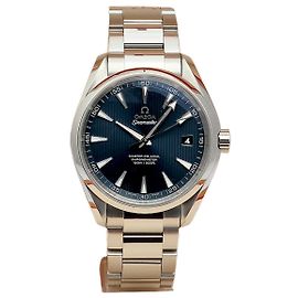 Omega Orologio da uomo in acciaio con quadrante blu Aqua Terra