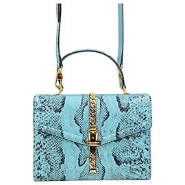 Gucci Borsa a mano e a spalla in pitone blu Edizione Limitata