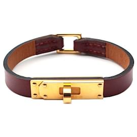 Burgundy Micro Kelly Gold-Plated Bracelet XS - Hermès