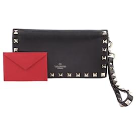 Valentino Clutch wallet Rockstud in pelle nera
