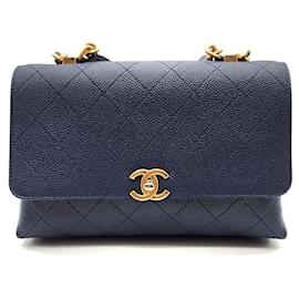 Chanel Borsa con patta e manico superiore in caviar