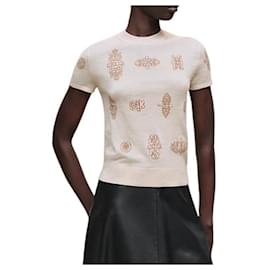Kurzärmeliger Strickpullover für Damen Beige Natturel - Hermès