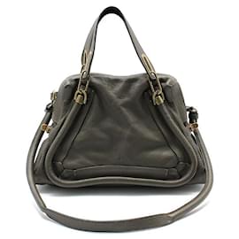 Paraty Medium Schultertasche aus grauem Leder mit Goldbeschichtung - Chloé