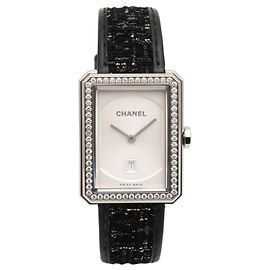 Chanel Reloj de Cuero para Mujer Boyfriend Steel Medium con Diamantes