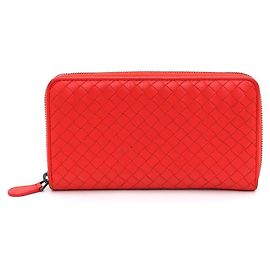 Bottega Veneta Portafoglio Lungo Intrecciato Rosso