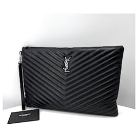 Clutch trapuntata da donna nera Large - Saint Laurent