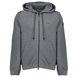 Moncler Kapuzenpullover mit Reißverschluss aus Baumwollmischung mit Lederlogo