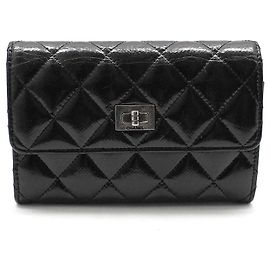 Chanel Portacarte vintage in vernice nero