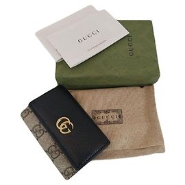 Gucci Portachiavi e porta carte in pelle GG Marmont nero