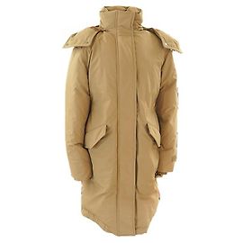 Burberry Langer Daunenmantel mit abnehmbarer Kapuze Beige