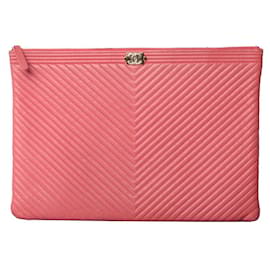 Clutch Chevron Boy Large Gold - Chanel