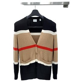 Burberry Cárdigan de cachemira y seda a rayas XS