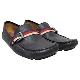 Gucci Mocassino da guida Black Silver Web Bee Tab
