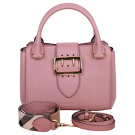 Borsa a spalla rosa granulata con due tracolle - Burberry