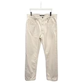 Pantaloni in denim con patch logo bianco crema - Fendi