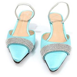 Giuseppe Zanotti Sandali slingback in raso smeraldo e cristallo da donna
