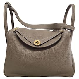 Borsa a tracolla Lindy Etoupe Gold stamp - Hermès
