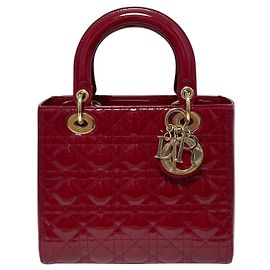 Dior Cherry Red Lack Leder Medium Tote Bag und Schultertasche