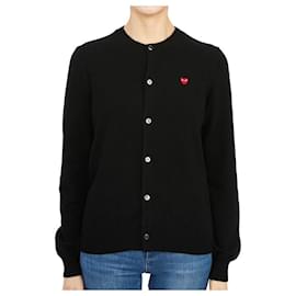AZ Wollstrickjacke für Damen mit Mini-Herz-Aufnäher in Rot - Comme Des Garcons