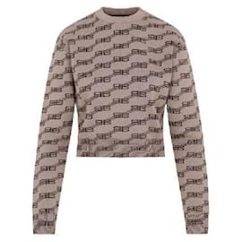Kurzes Strickoberteil mit Allover-Logo - Balenciaga