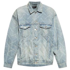 Balenciaga Oversized-Jeansjacke mit diagonalem Allover-Print
