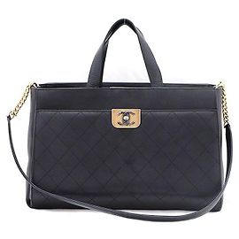 Chanel Borsa Tote e Borsa a Spalla Vintage con Logo CC Oro