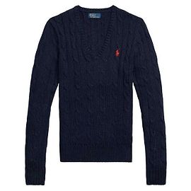 Ralph Lauren Bestickter Pima-Baumwollstrick mit V-Ausschnitt