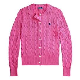 Ralph Lauren Cardigan de algodão com tranças e bordado do logotipo Pony