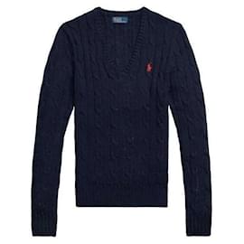 V-Ausschnitt Strickpullover mit Pony-Logo-Stickerei aus Pima-Baumwolle - Ralph Lauren