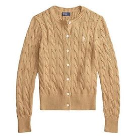 Ralph Lauren Cardigan de algodão com tranças e bordado do logotipo Pony
