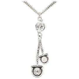 Salvatore Ferragamo Collana Double Gancini con cristalli