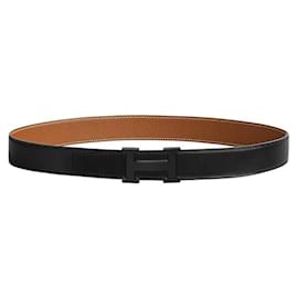 Hermès Reversible Black Gold Buckle Matte Black Men's Leather Belt