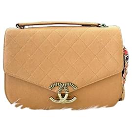 Chanel Borsa con flap a manico superiore e catena Generation Peach