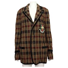 Gucci Check Pattern Embroidered Loved Men's Jacket