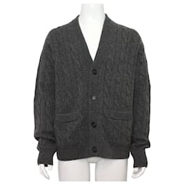 Grauer Cashmere-Herrenkardigan mit Dreiecksrücken - Prada