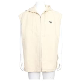 Prada Gilet con cappuccio in denim beige da uomo